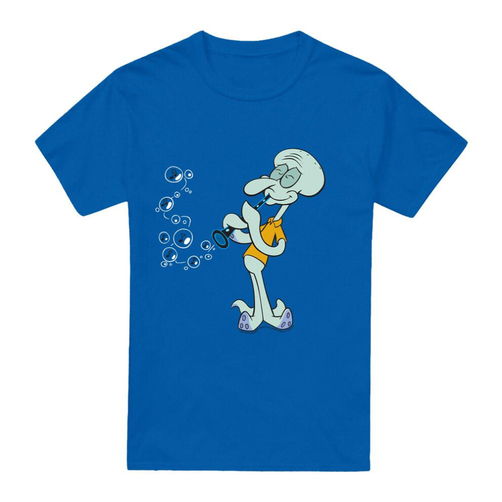Spongebob Squarepants (M, Royal ) Mens Squidward's Clarinet T-Shirt Blue