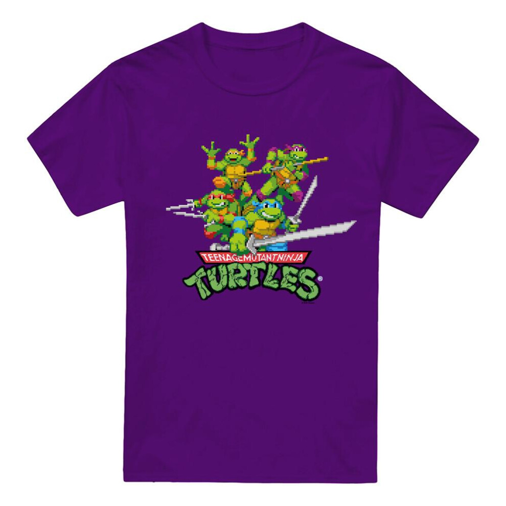 Teenage Mutant Ninja Turtles (L, ) Mens Arcade Retro T-Shirt Purple