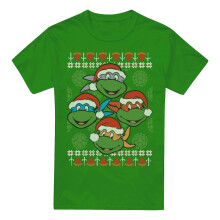 (M, Kelly Green) Teenage Mutant Ninja Turtles Mens Ugly Christmas Jumper T-Shirt
