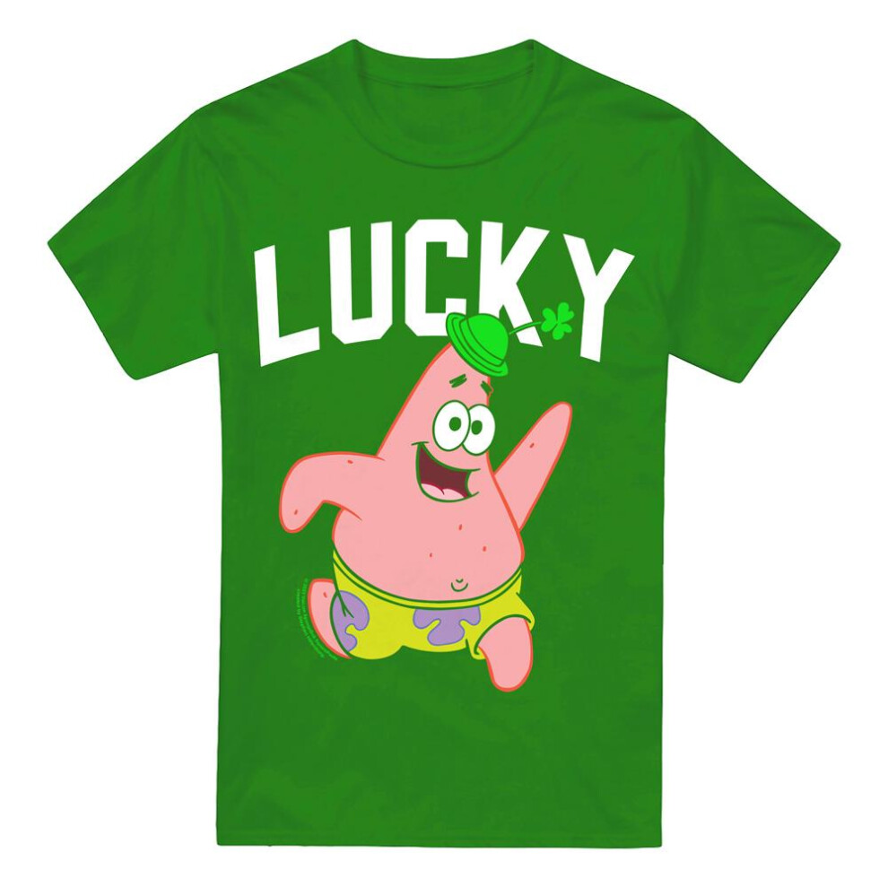 Spongebob Squarepants (S, Kelly ) Mens Lucky Patrick Star St Patricks Day T-Shirt Green