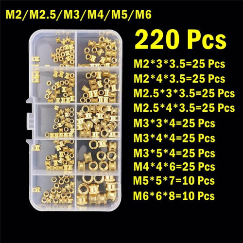 M2 M2.5 M3 M4 M5 M6 Brass Heat Insert Nut Hot Melt Nutinsert Thread Knurled Double Twill Nuts 3D Printer Accessories A 1