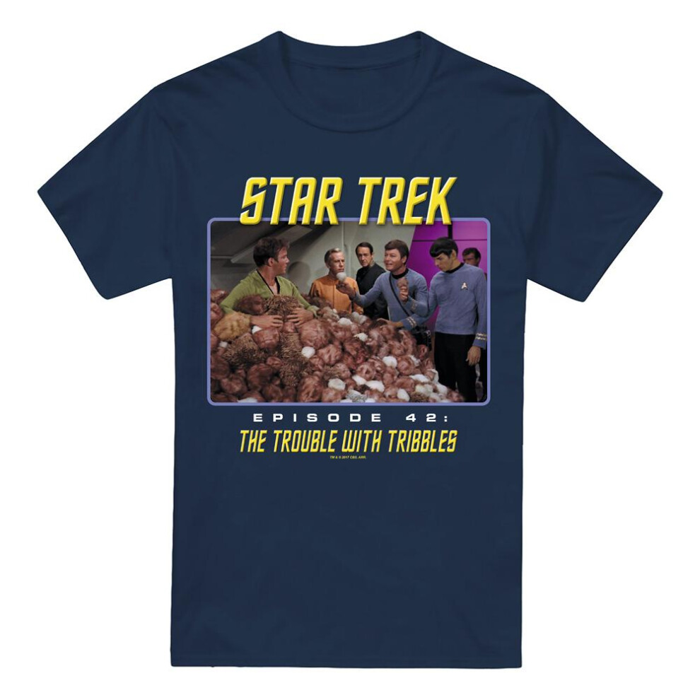 Star Trek (3Xl, Navy) Mens The Trouble With Tribbles T-Shirt Blue,Multicoloured