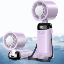 Zestaw 2 małych, przenośnych wentylatorów, miniaturowy, ręczny wentylator USB z 5 prędkościami i wyświetlaczem LED do domu, biura,
