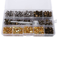 600 Sets Leather Rivets Double Cap Rivet Tubular Metal Studs with Punch Pliers Fixing Set Tools