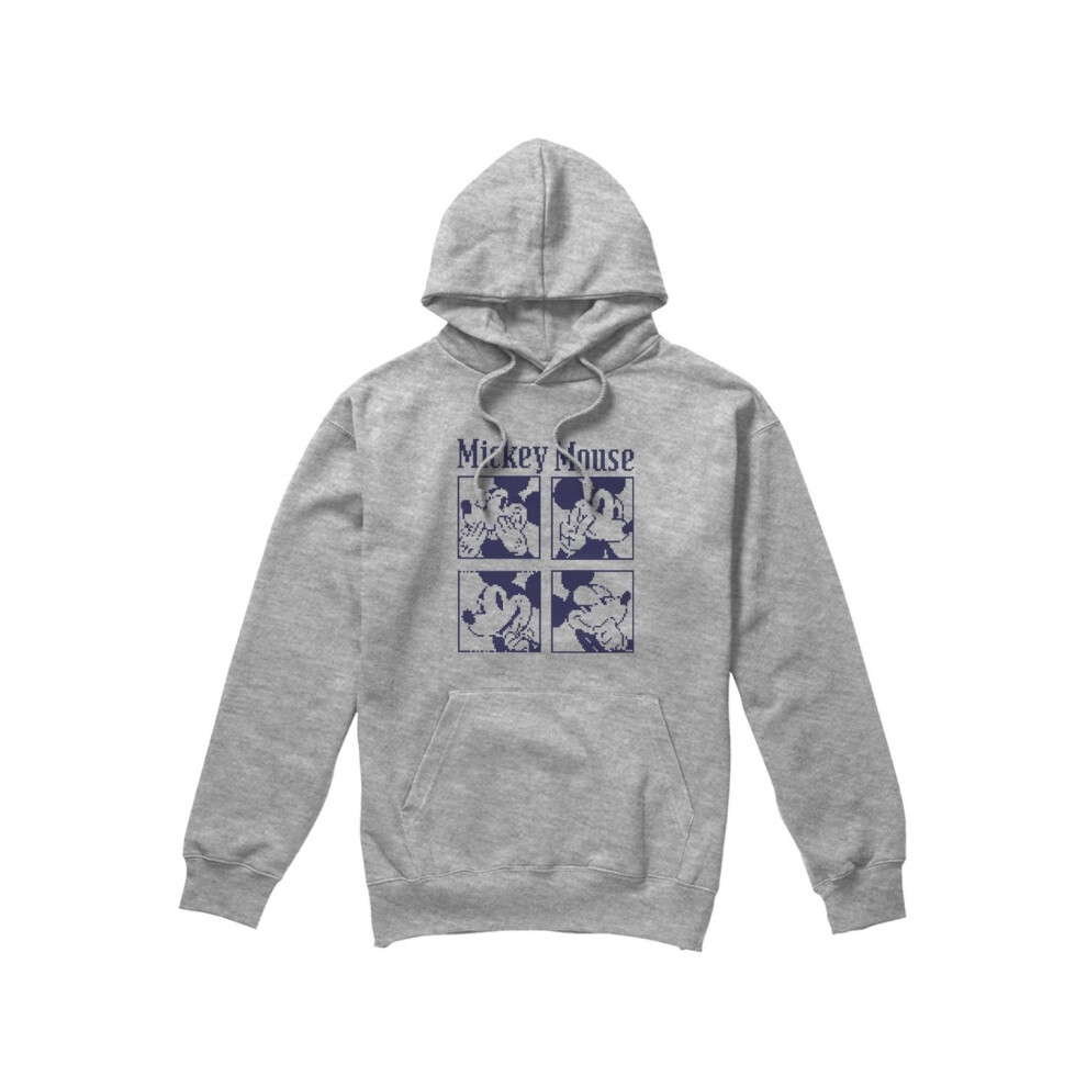 Disney (Xxl, Sport Heather) Mens Mickey Mouse Pixelated Hoodie Multicoloured