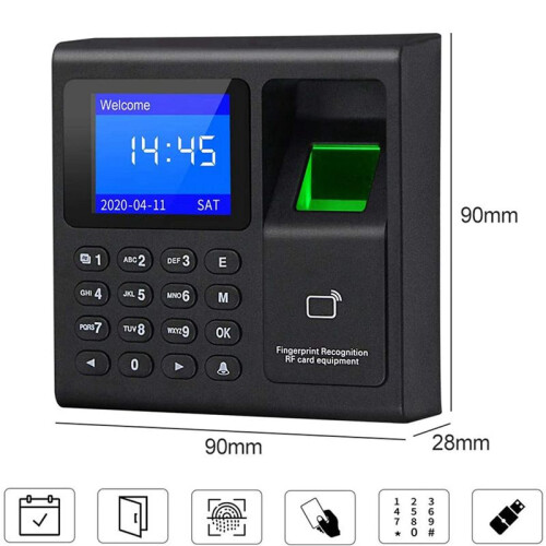 2X Biometric RFID Access Control System RFID Keypad USB Fingerprint System Electronic  Clock Attendance Machine 2