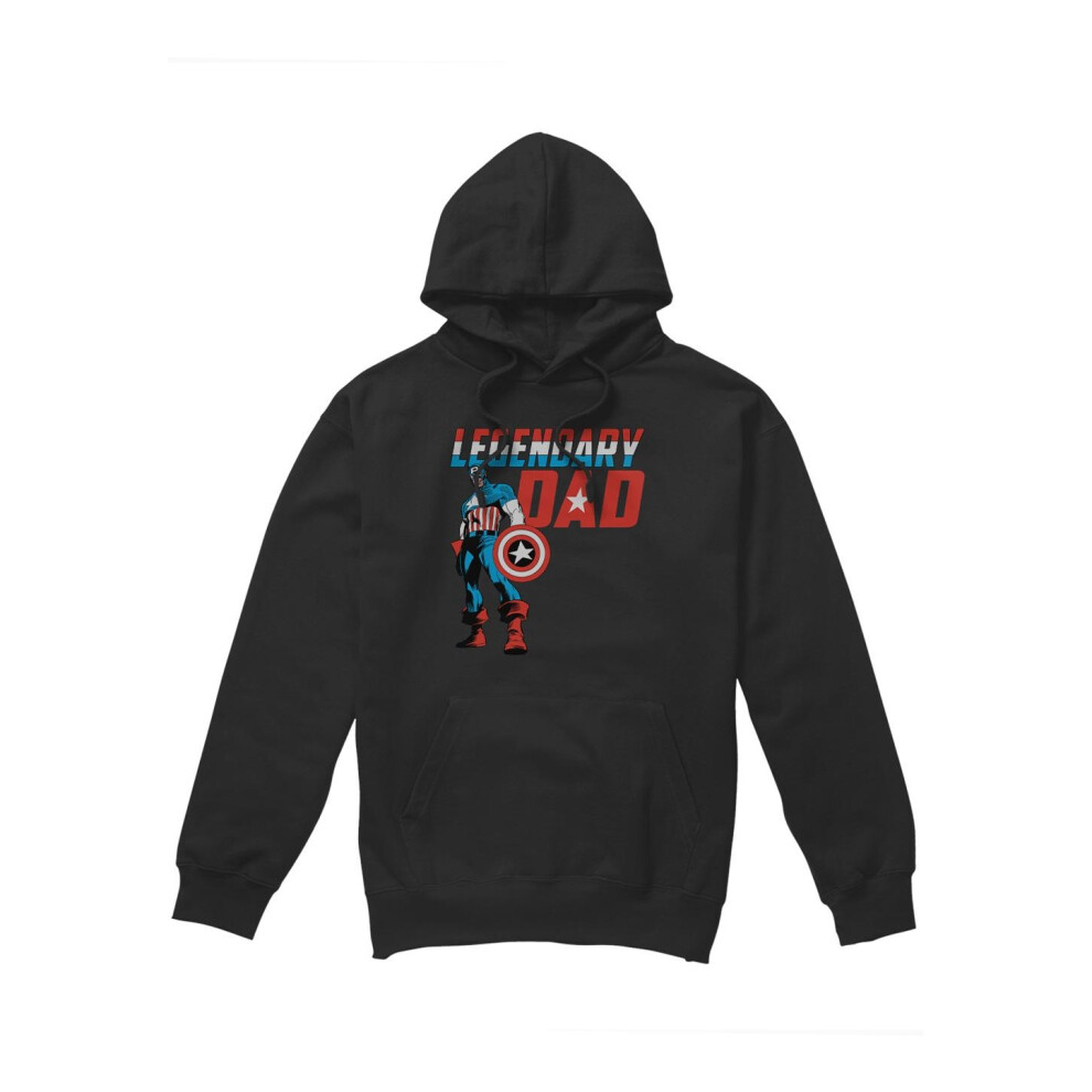 Captain America (Xxl, ) Mens Legendary Dad Hoodie Black