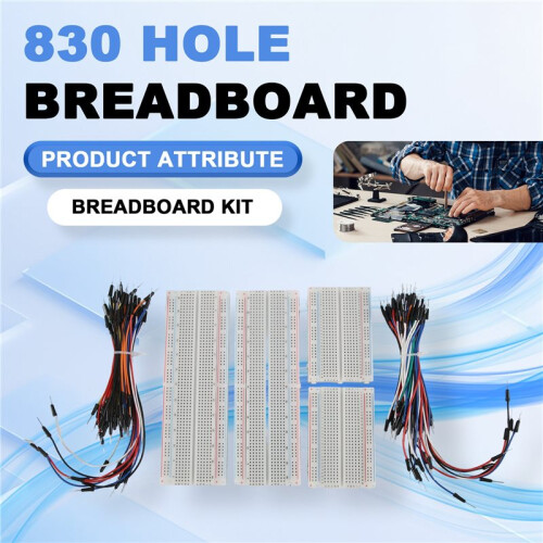 Solderless Breadboard Kit 2 Pcs 830 Tie Points + 2Pcs 400 Tie Points + 2 Set 65Pcs Flexible Breadboard Jumper Wires 1