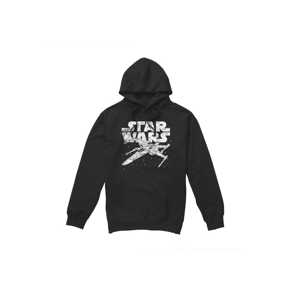 Star Wars (M, Black) Mens Logo Hoodie