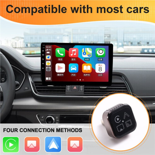 Wireless CarPlay Adapter 4 in 1 Auto Screen Mirroring Adapter for ISO & Android,Wired to Wireless,Plug and 2