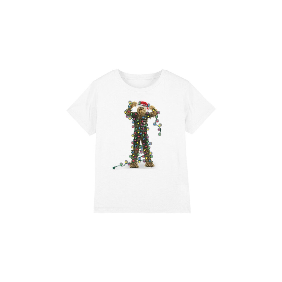 Star Wars (12-13 Years, ) Childrens/Kids Chewbacca Fairy Lights Christmas T-Shirt White