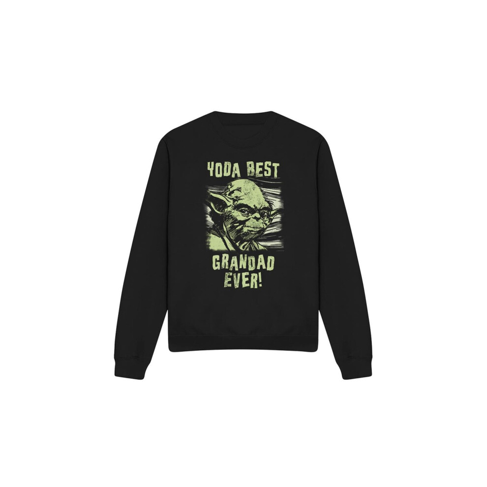 Star Wars (Xxl, ) Unisex Adult Yoda Best Grandad Comic Sweatshirt Black