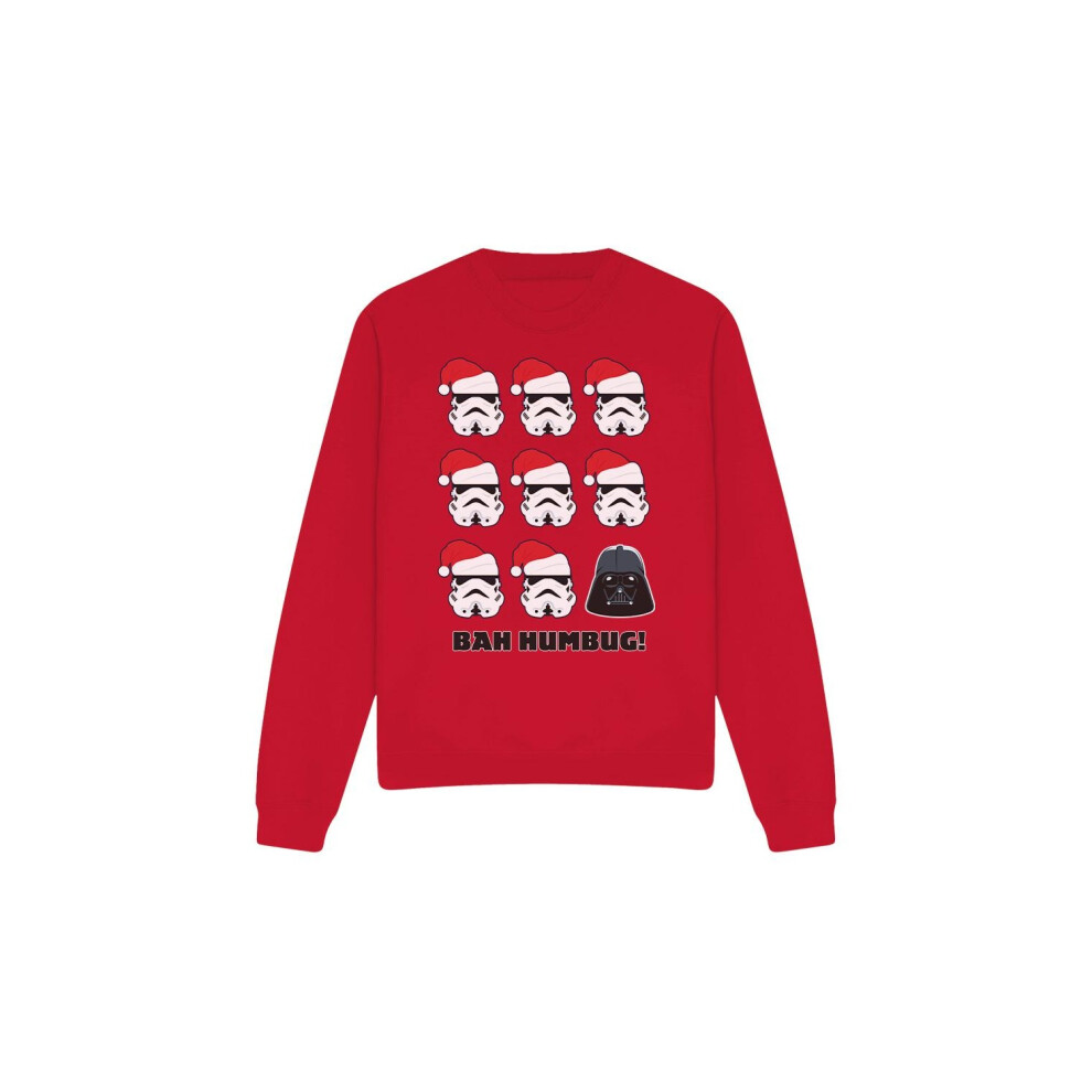 Star Wars (M, Red) Unisex Adult Bah Humbug Stormtrooper Darth Vader Sweatshirt