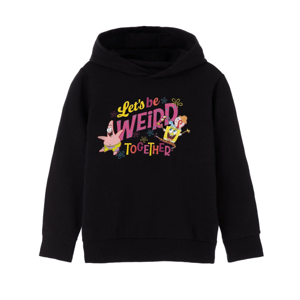 Spongebob Squarepants (5-6 Years, Black) Girls Let's Be Weird Together Hoodie