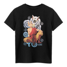 (9-10 Years, Black) Avatar: The Last Airbender Childrens/Kids Aang & Momo T-Shirt