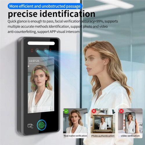 Wall Mount AI Biometric Face & RFID Recognition Terminal 4.5-Inch Card Reader for  Attendance Access Control System 2