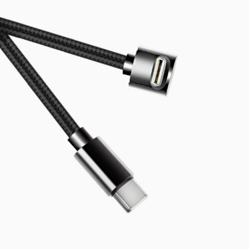 Cabo de dados e carregamento USB-C para USB-C em nylon trançado 60 W, em ângulo, rápido e resistente_M 1