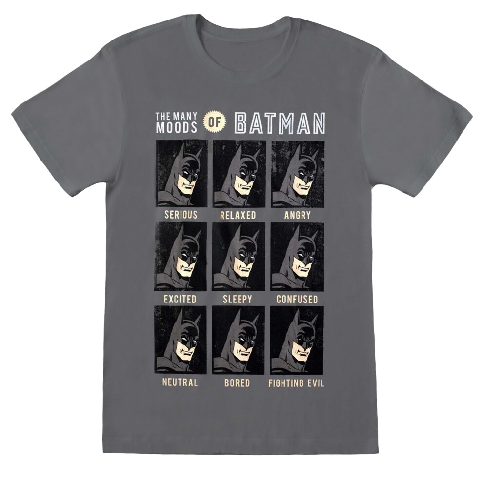 Batman (M, Charcoal ) Unisex Adult Moods T-Shirt Grey