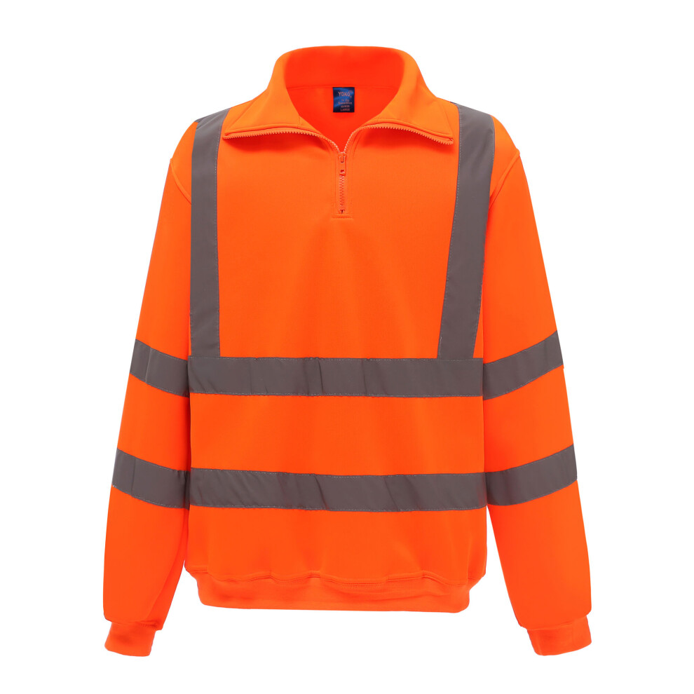(Xxl, Orange) Yoko Mens Hi-Vis Quarter Zip Sweatshirt 5063425063352