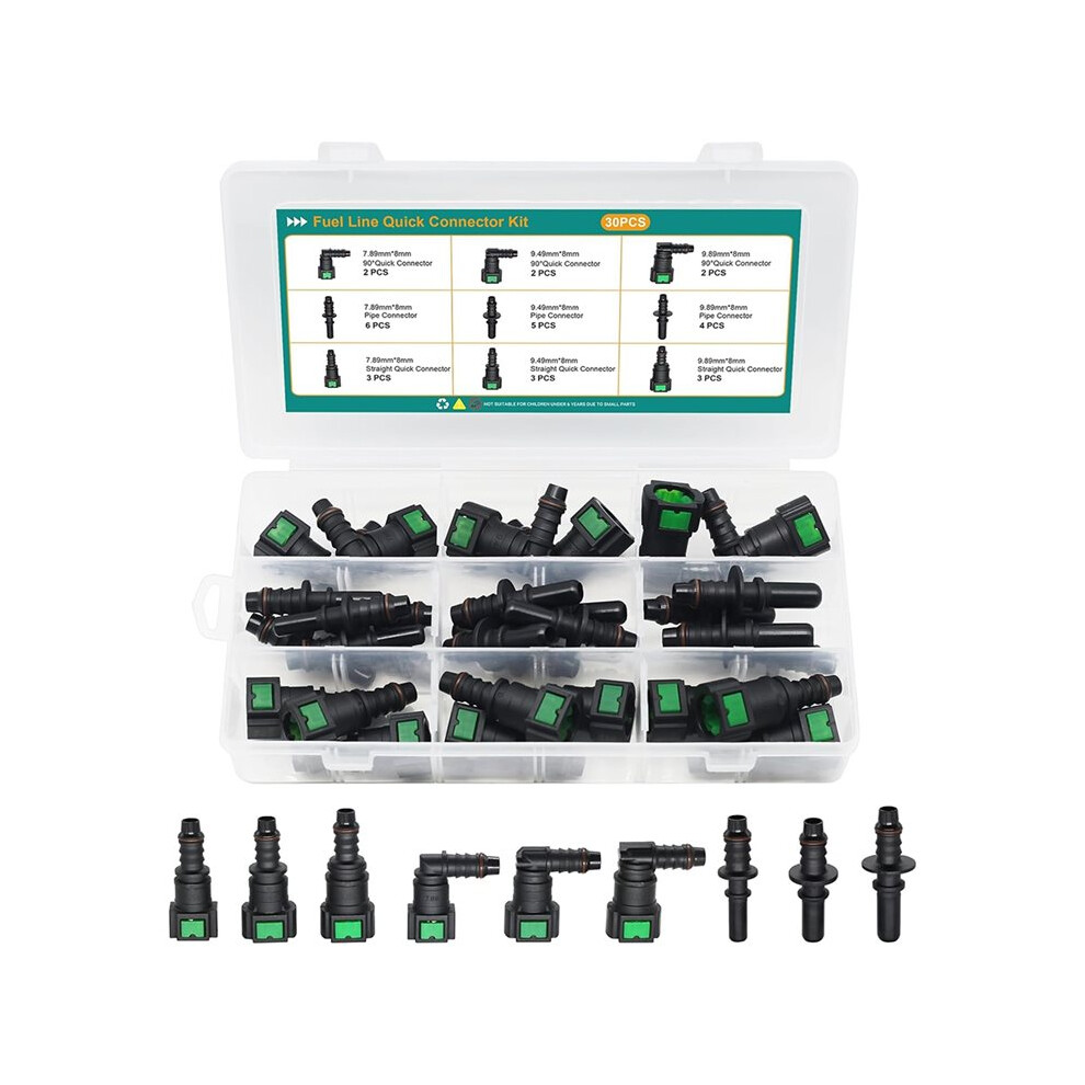 30Pcs Fuel Quick Connector Set,Fuel Repair Kit Hose Release Connect Fitting Sae 7.89Mm 9.49Mm 9.89Mm To Id 8Mm 4713513059163
