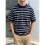 Men'S Short Sleeve Knit Stripe Shirt Crewneck Classic Regular Fit Basic Sweater Pullover Top Deep  M 2
