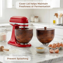 Wood Mixing Bowl for Kitchen Aid 4.5-5 Qt Tilt- Stand Mixers with Lid Cover - Acacia Wooden Bowls, 5 Quart Bowls