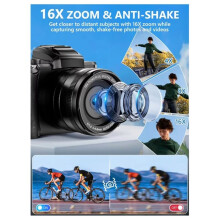 8K Digitale Camera met 64GB Geheugenkaart, 88MP Autofocus, Fotografiecamera met Wifi en Touchscreen, 16x Zoom, Vlogcamera