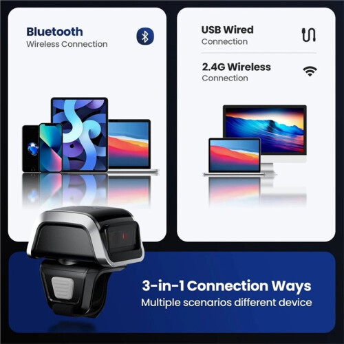 Scanner de Code-Barres QR  Portable Sans Fil 2D Compatible avec pour  pour  Android 2