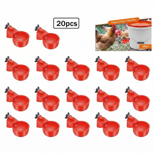 20 PCS Chicken Automatic Watering Cups Poultry Drinker Waterer Duck Quail Hen 2