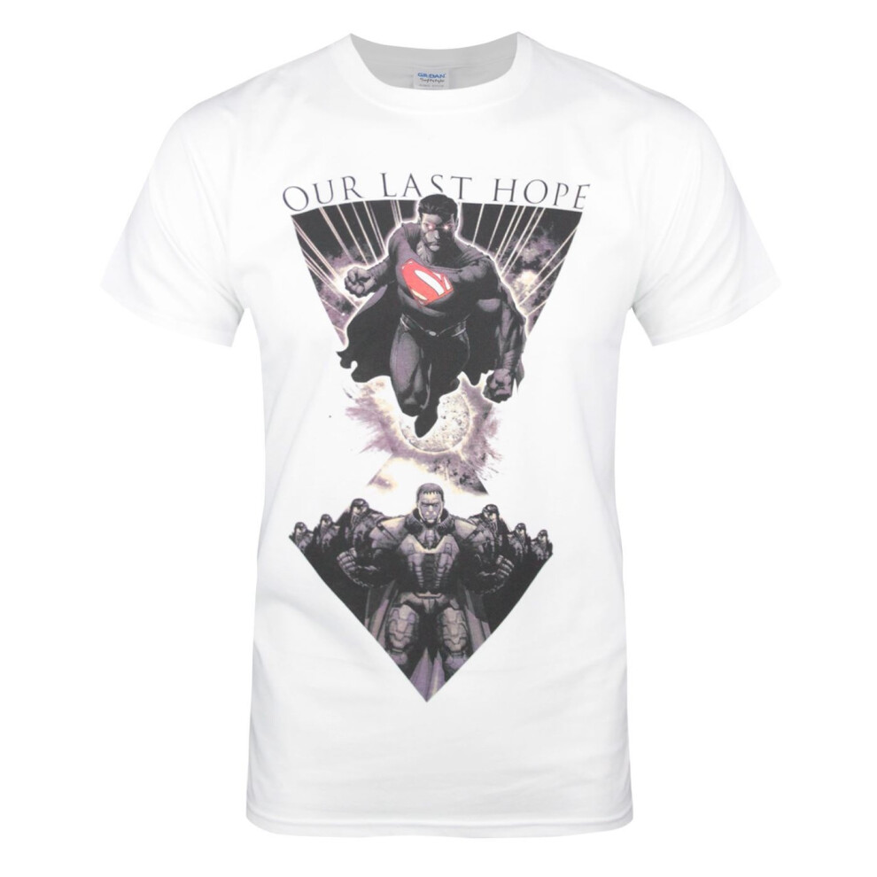 Superman (S, White/Black) Mens Our Last Hope T-Shirt Black