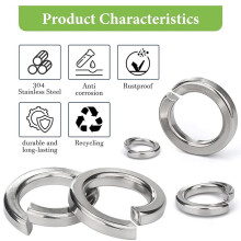Veerlockringen Assortiment Kit (1000 Pack), M2 M2.5 M3 M4 M5 M6 M8 M10 M12 Metrische Gespleten Lockring Set, Lockringen