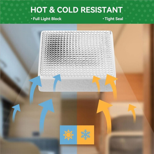 2pcs RV Vent Insulator 14″X14″X3″, Universal RV Skylight Cover with Reflective Surface, Skylight Shade 2