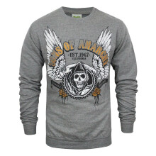 (S, Grey) Sons Of Anarchy Mens Winged Reaper Sweater