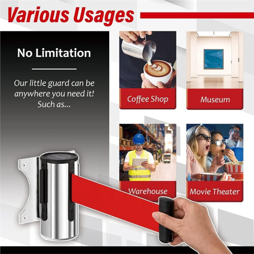 Retractable Barrier Strips Wall Mount Crowd Control System for Playgrounds and Schools 2
