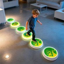 Rainbow Floor Mat LED Lighting Balance Stone Sensory Integration Training Toys Children Water Mat Yellow-Green