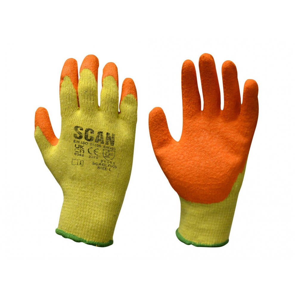 (Size 8 Medium (1 Pair), Multi Colour) Scan Knitshell Latex Palm Gloves 5063750502816