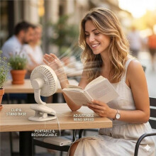 Clip Fan, Stroller Fan 1800mAh Rechargeable Portable Fan with 4 Speeds, 120 Auto Oscillation Desk Fan A