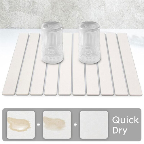 Foldable Diatomaceous Stone Bath Mat, Absorbent, Non-Slip, Quick Drying, Easy to Clean - Ideal for Bathroom and Kitchen 2