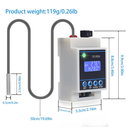 XY-DT01 Digital Temperature Controller -40-110C Digital Micro-Digital Thermostat with LCD Display and Waterproof Sensor 1