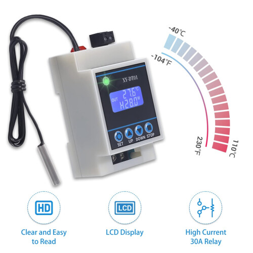 XY-DT01 Digital Temperature Controller -40-110C Digital Micro-Digital Thermostat with LCD Display and Waterproof Sensor 2