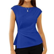 Womens Spring Short Sleeve Tops, Dressy Casual Peplum Shirts Outfit, Tunic Blouses Trendy Clothes XL