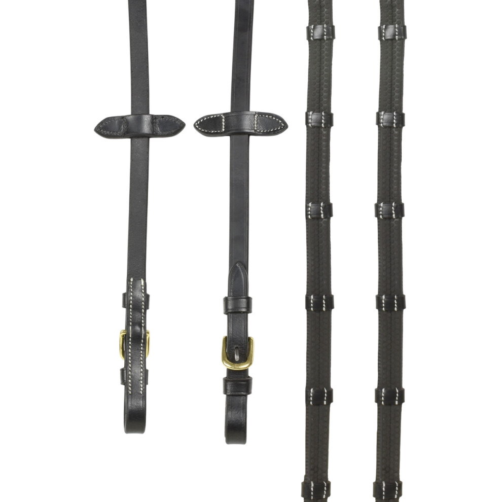 Photos - Equestrianism John Whitaker Pick N Mix 9 Leather Horse Reins(Full, Black)