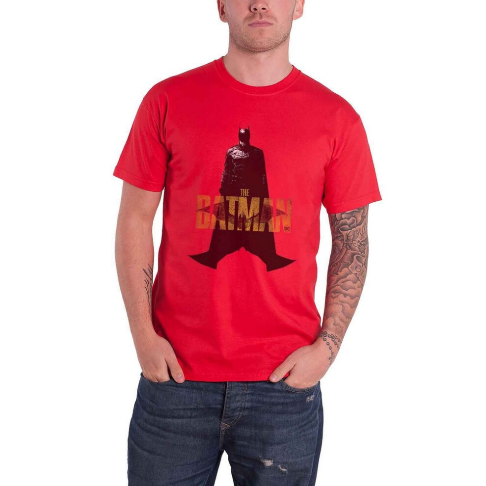 Batman (L, ) Unisex Adult Text Cotton T-Shirt Red