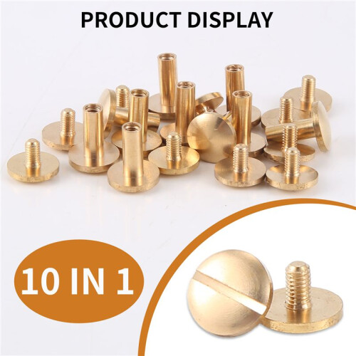 10x Arc Solid Brass Button Stud Screw Nail Screw back Leather Rivet Belt 10mm 1