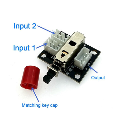 2-Way Button Type Sound Switching Board Signal Input Not Common-Ground Mechanical  Type with 0.5M Shielded Wire 1