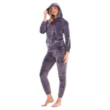 (20 UK - 22 UK, Charcoal) Keanu Womens/Ladies Star Fleece Embossed Long Pyjama Set