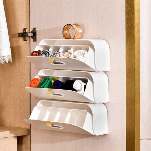 Underwear Socks Storage Box, Multifunctional Storage Box, Plastic Wall Mount Underwear Drawer Organizer, for Socks, Ties 2