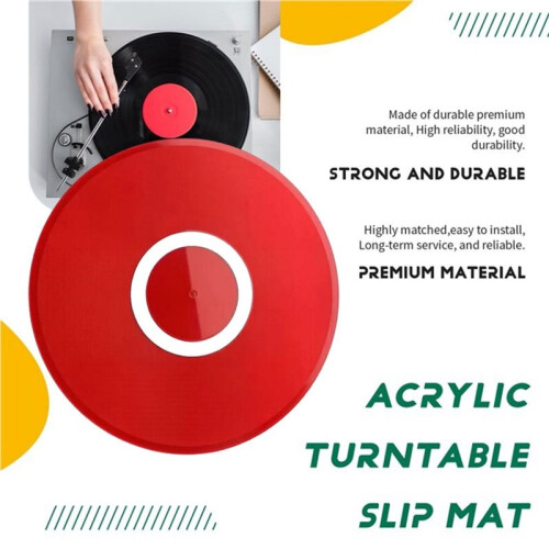 Tapete de Acrílico para Turntable, Reduz Ruído, Estática e Poeira para Toca-Discos de Vinil LP de 12 Polegadas, Tapete de Disco de 32cm 2