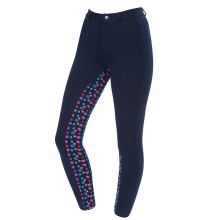 (27in, Navy/Navy Spot Print) Saxon Childrens/Kids Warm Up Cotton Euro Seat Jodhpurs II