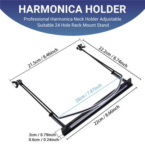 Professional Harmonica Neck Holder Adjustable Suitable 24 Hole Rack Mount Stand 2